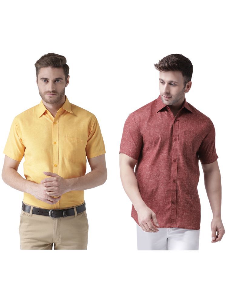     			RIAG Cotton Blend Regular Fit Solids Half Sleeves Men's Casual Shirt - Maroon ( Pack of 2 )