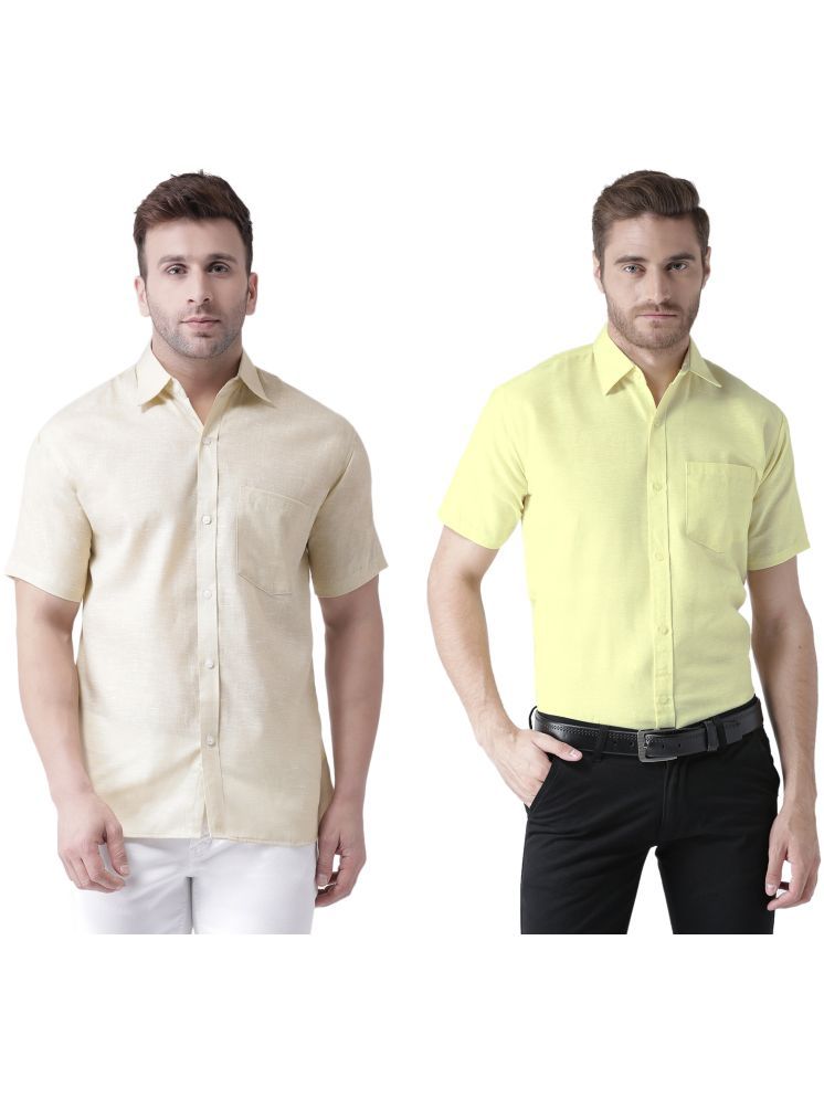     			RIAG Cotton Blend Regular Fit Solids Half Sleeves Men's Casual Shirt - Yellow ( Pack of 2 )