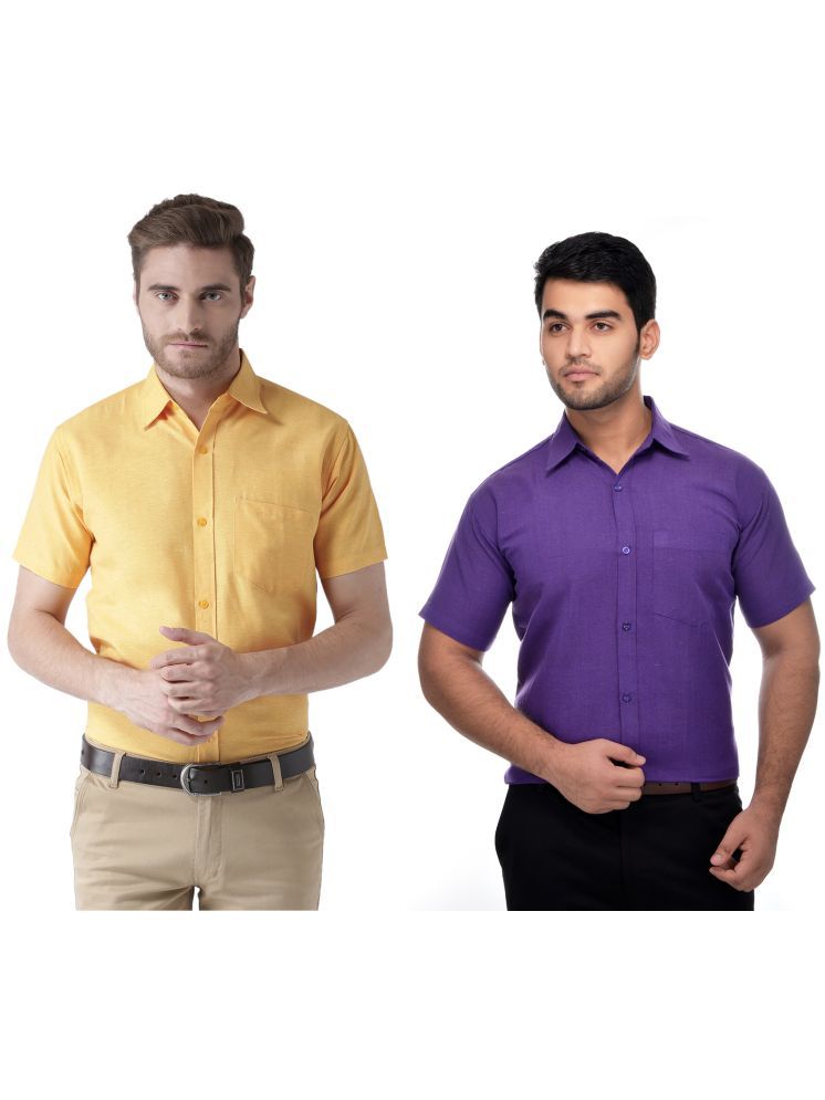     			RIAG Cotton Blend Regular Fit Solids Half Sleeves Men's Casual Shirt - Purple ( Pack of 2 )