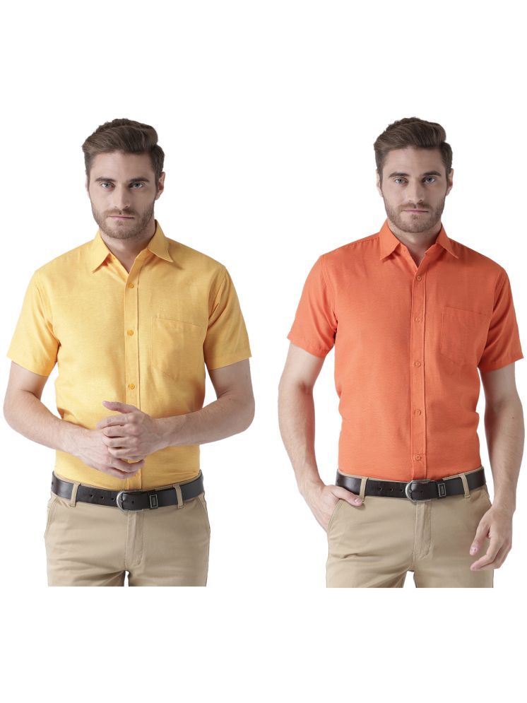     			RIAG Cotton Blend Regular Fit Solids Half Sleeves Men's Casual Shirt - Orange ( Pack of 2 )