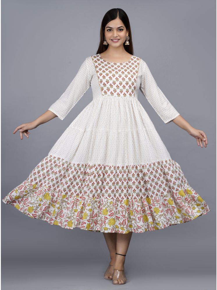     			SIPET Rayon Printed Anarkali Women's Kurti - White ( Pack of 1 )