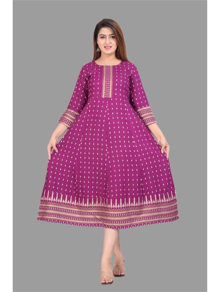     			SIPET Rayon Printed Anarkali Women's Kurti - Purple ( Pack of 1 )