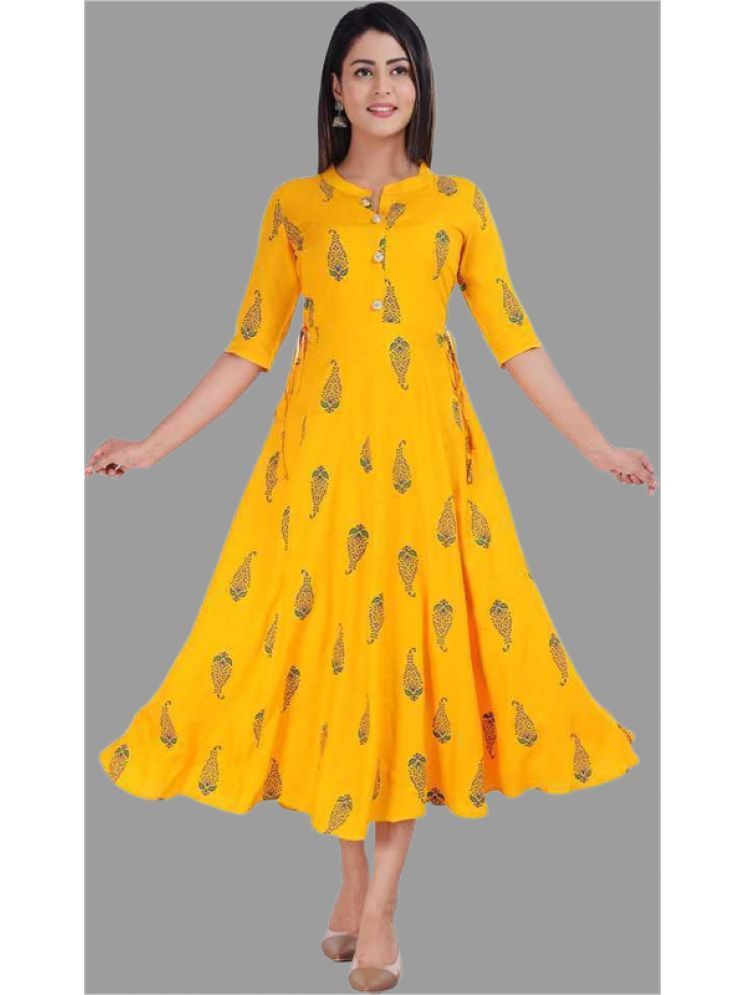     			SIPET Viscose Printed Anarkali Women's Kurti - Yellow ( Pack of 1 )