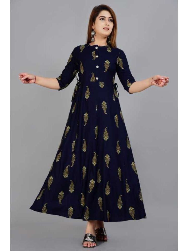     			SIPET Viscose Printed Anarkali Women's Kurti - Navy Blue ( Pack of 1 )