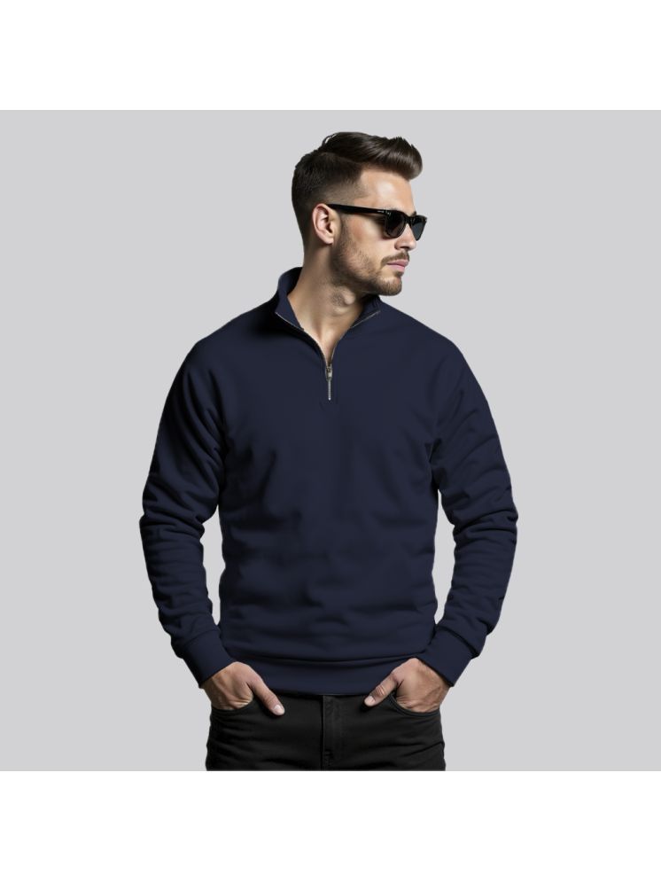     			fashion and youth Fleece High Neck Men's Sweatshirt - Navy Blue ( Pack of 1 )