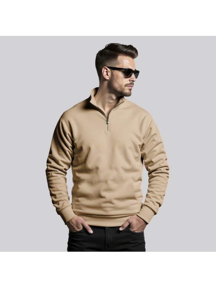     			fashion and youth Fleece High Neck Men's Sweatshirt - Beige ( Pack of 1 )