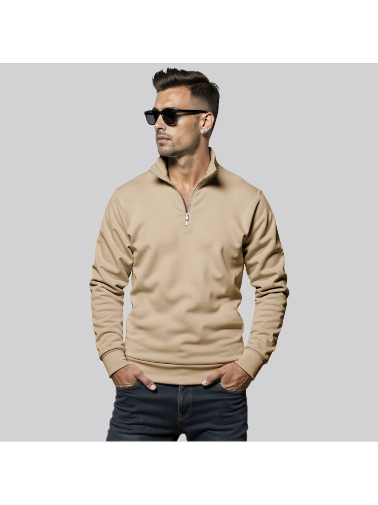     			fashion and youth Fleece High Neck Men's Sweatshirt - Beige ( Pack of 1 )