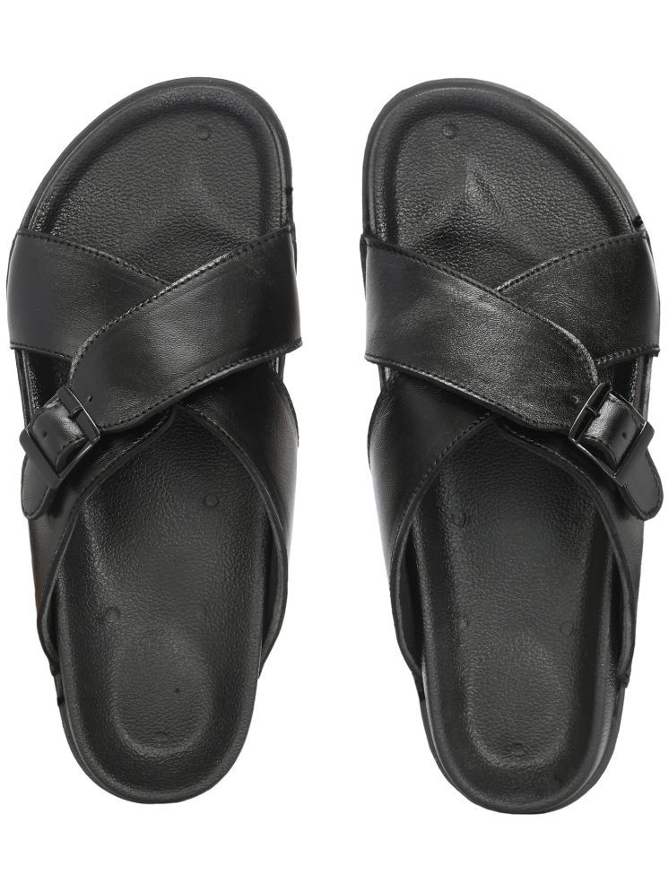     			obuca Black Men's Leather Slipper