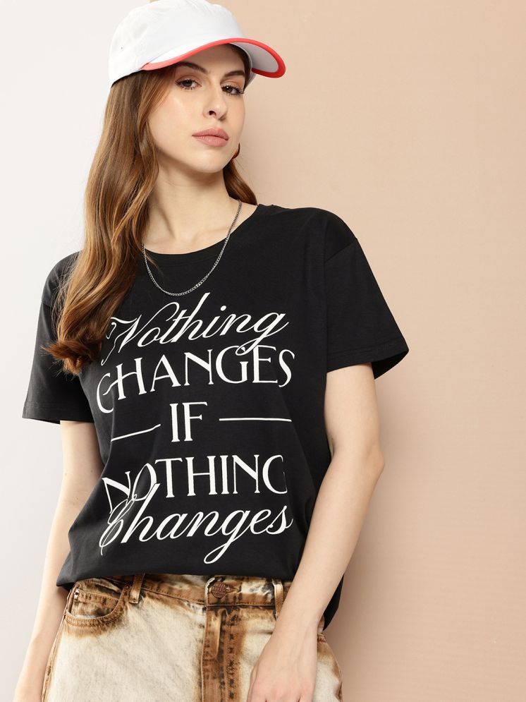     			Difference of Opinion Black Cotton Regular Fit Women's T-Shirt ( Pack of 1 )