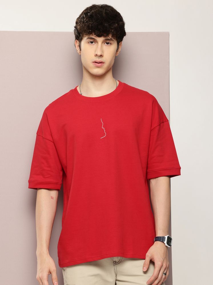     			Dillinger 100% Cotton Oversized Fit Printed Half Sleeves Men's Round T-Shirt - Red ( Pack of 1 )