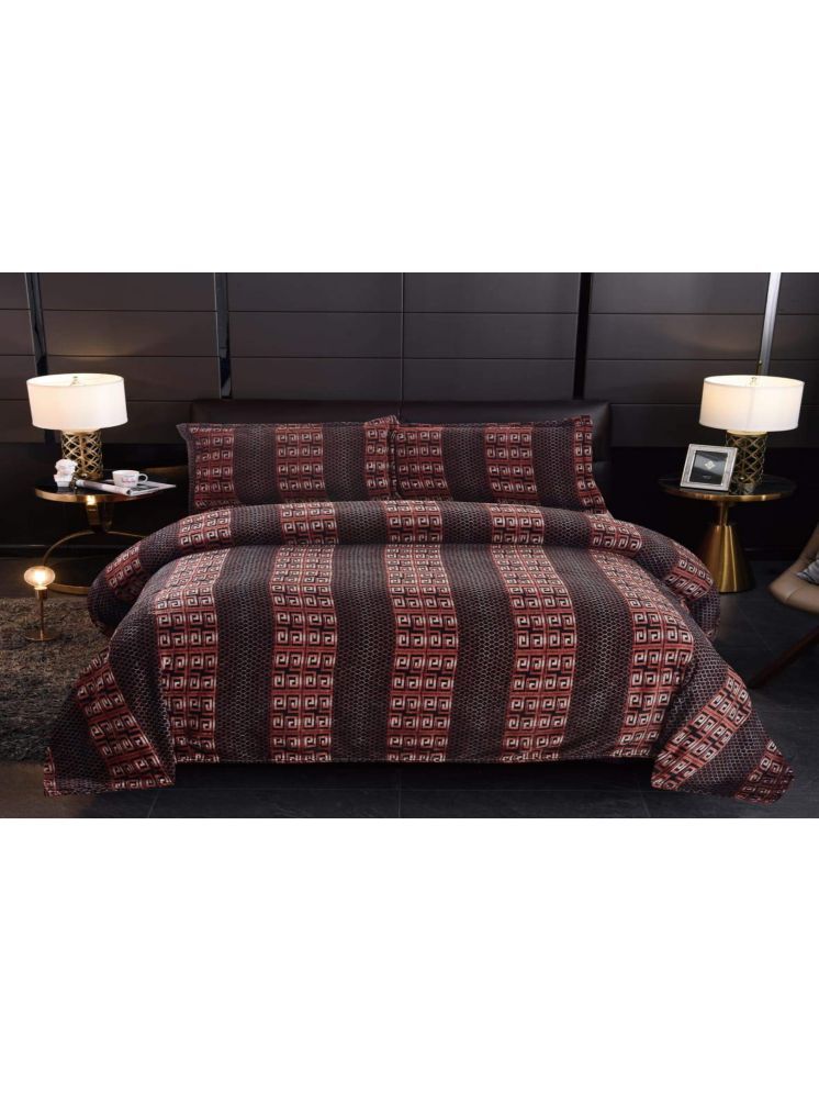     			Dulce Vida Flannel Geometric Double Bed Blanket ( 225 cm x 275 cm ) - Coffee Brown ( Pack of 1 )