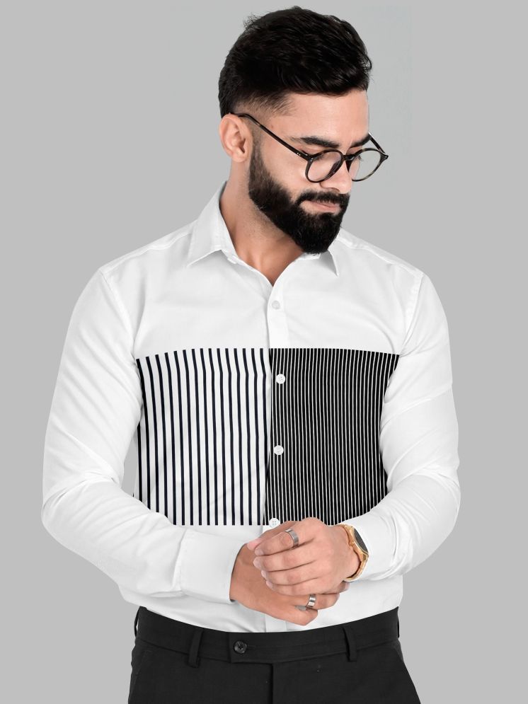     			Fashionfricks Cotton Blend Regular Fit Colorblock Full Sleeves Men's Casual Shirt - White ( Pack of 1 )