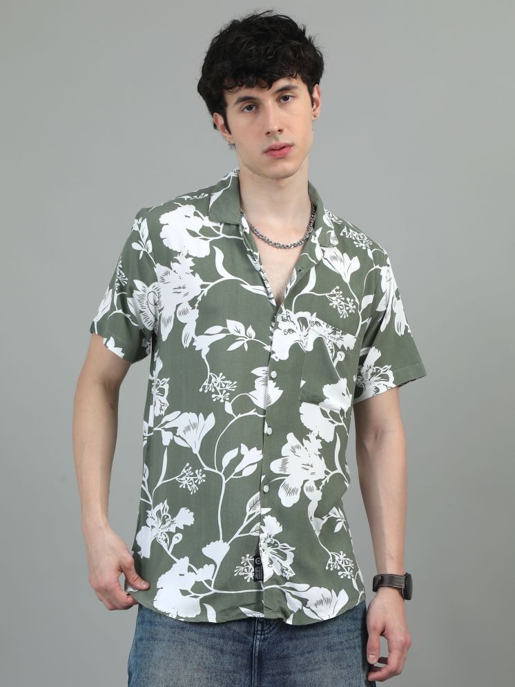     			HETIERS Rayon Regular Fit Printed Half Sleeves Men's Casual Shirt - Green ( Pack of 1 )