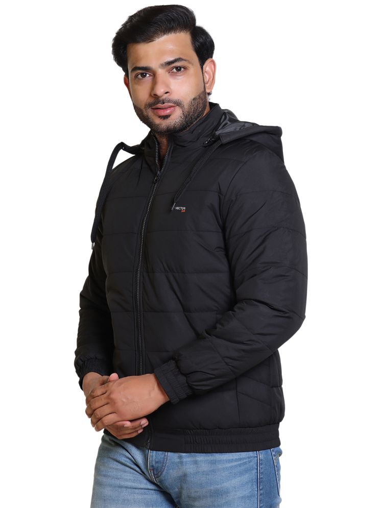     			IF-INDIAN FORT Polyester Men's Quilted & Bomber Jacket - Black ( Pack of 1 )