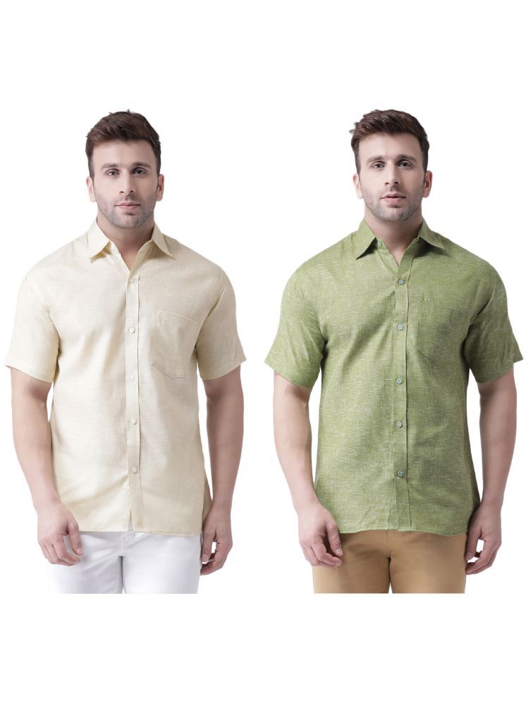     			KLOSET By RIAG Cotton Blend Regular Fit Solids Half Sleeves Men's Casual Shirt - Green ( Pack of 2 )