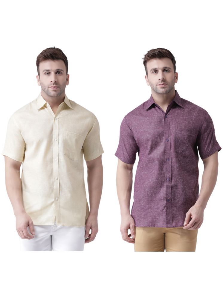     			KLOSET By RIAG Cotton Blend Regular Fit Solids Half Sleeves Men's Casual Shirt - Purple ( Pack of 2 )