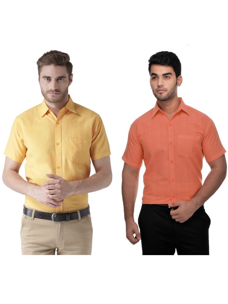     			KLOSET By RIAG Cotton Blend Regular Fit Solids Half Sleeves Men's Casual Shirt - Orange ( Pack of 2 )