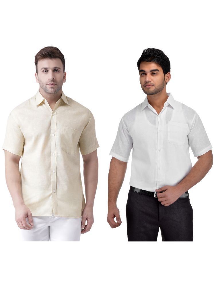     			KLOSET By RIAG Cotton Blend Regular Fit Solids Half Sleeves Men's Casual Shirt - White ( Pack of 2 )