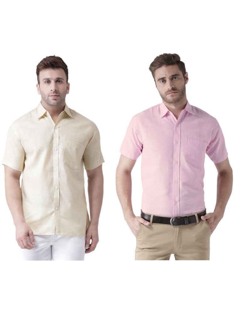     			KLOSET By RIAG Cotton Blend Regular Fit Solids Half Sleeves Men's Casual Shirt - Pink ( Pack of 2 )