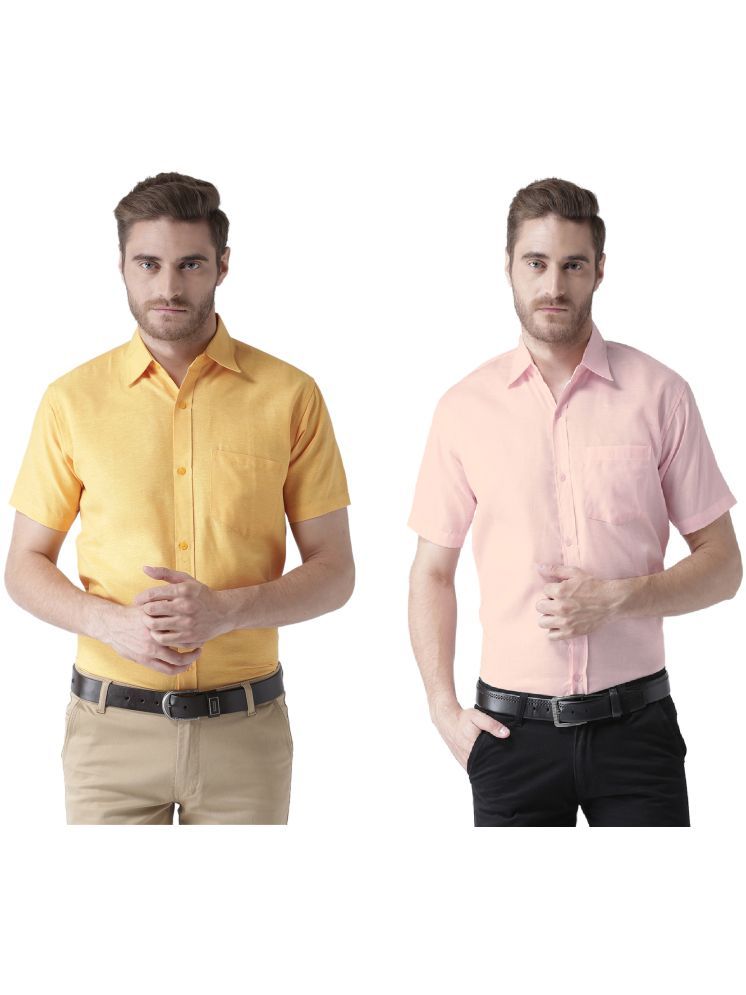     			KLOSET By RIAG Cotton Blend Regular Fit Solids Half Sleeves Men's Casual Shirt - Pink ( Pack of 2 )