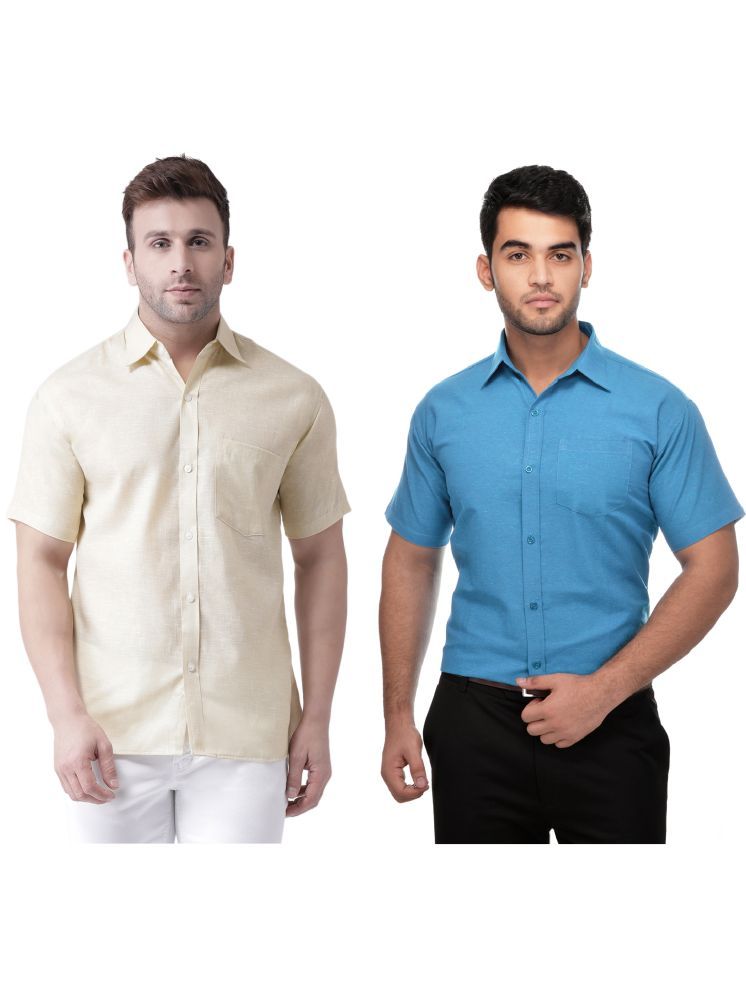     			KLOSET By RIAG Cotton Blend Regular Fit Solids Half Sleeves Men's Casual Shirt - Blue ( Pack of 2 )