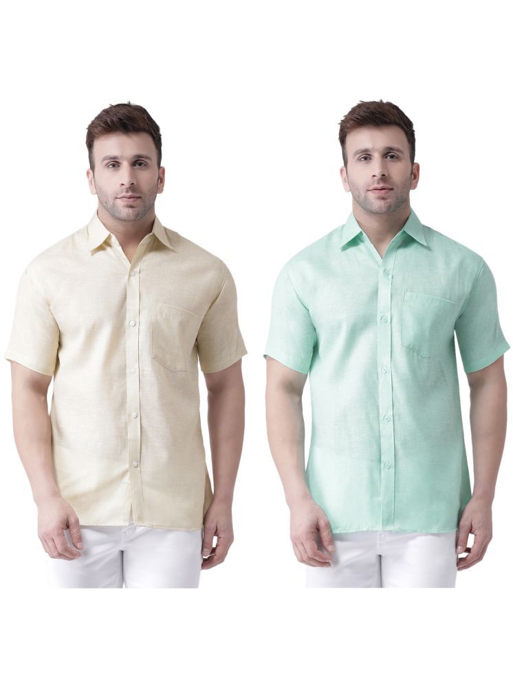     			KLOSET By RIAG Cotton Blend Regular Fit Solids Half Sleeves Men's Casual Shirt - Green ( Pack of 2 )