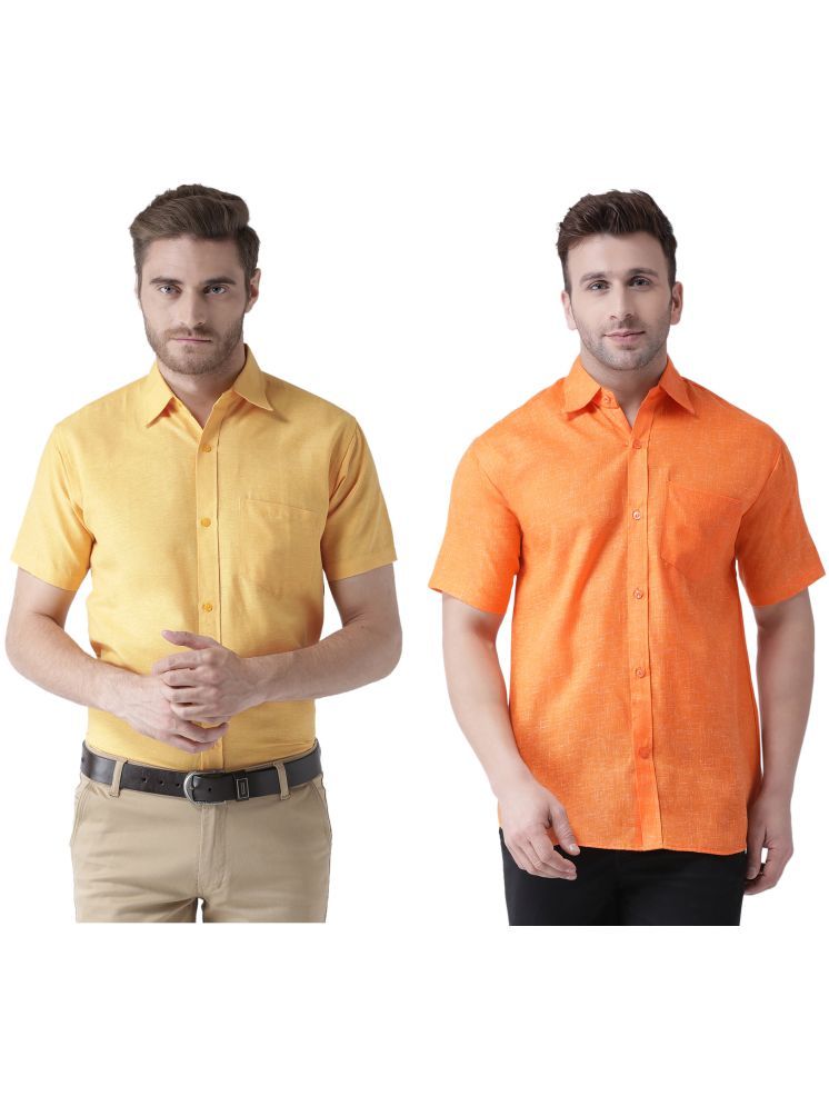     			KLOSET By RIAG Cotton Blend Regular Fit Solids Half Sleeves Men's Casual Shirt - Orange ( Pack of 2 )