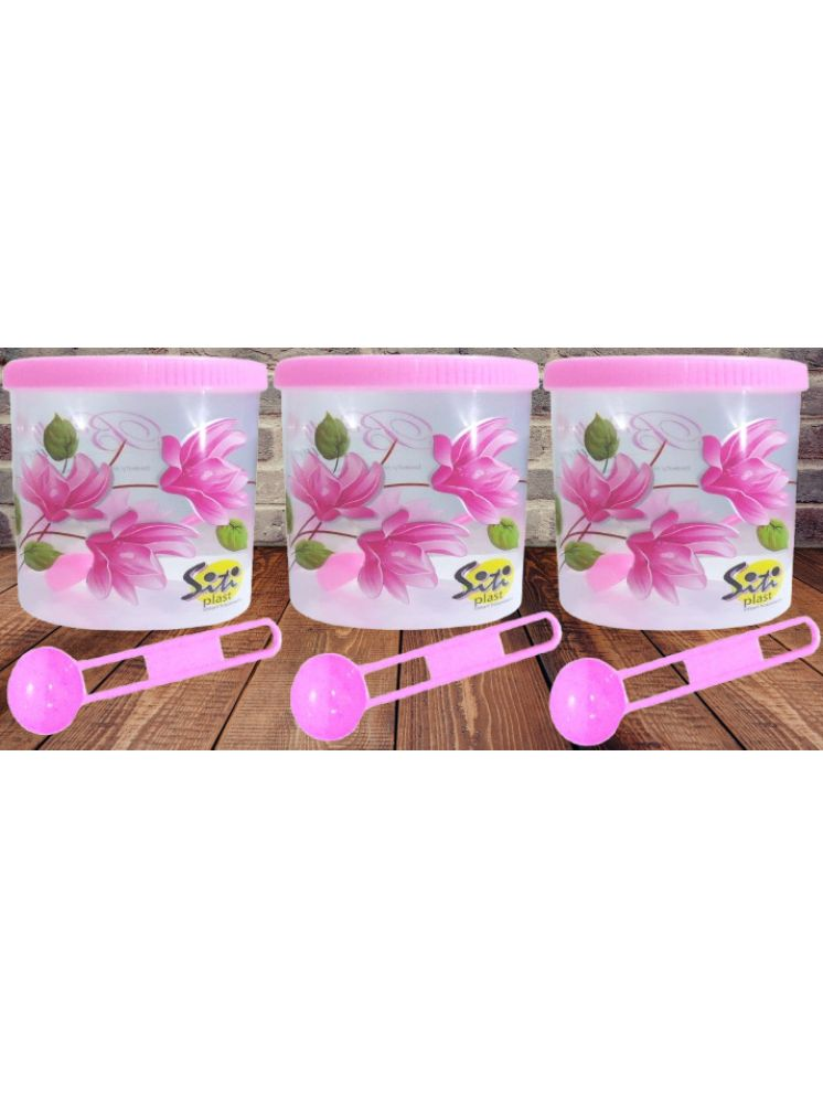     			Mannat Storage Container Plastic Pink Food Container ( Set of 3 )