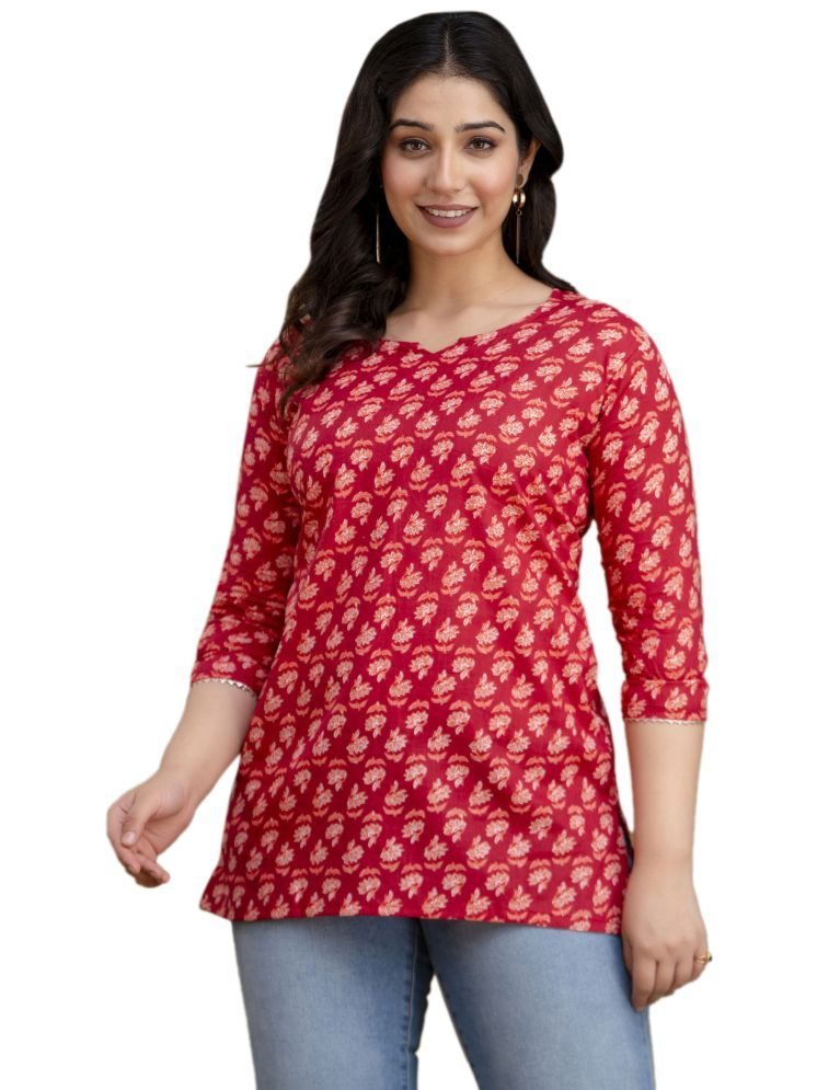     			Nevisha Style Red Cotton Women's Tunic ( Pack of 1 )