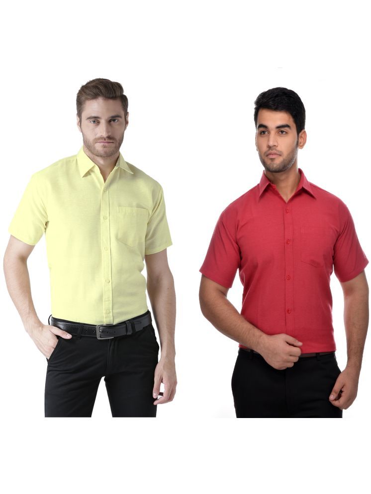     			RIAG Cotton Blend Regular Fit Solids Half Sleeves Men's Casual Shirt - Red ( Pack of 2 )