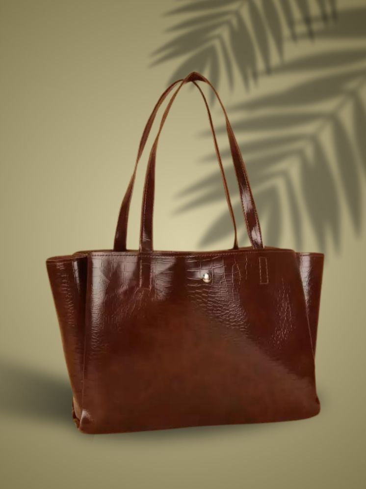     			TCRAZY Brown PU Shoulder Bag