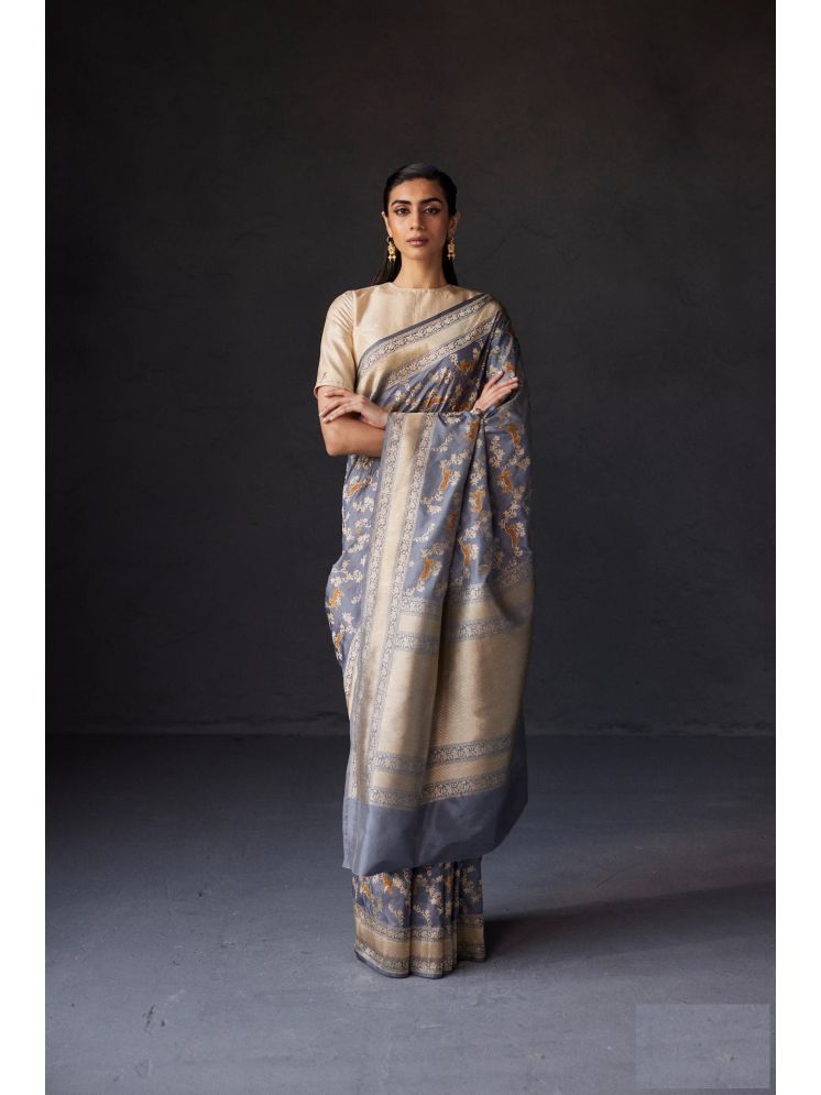     			VANRAJ CREATION Kanjivaram Silk Self Design Saree With Blouse Piece - Grey ( Pack of 1 )