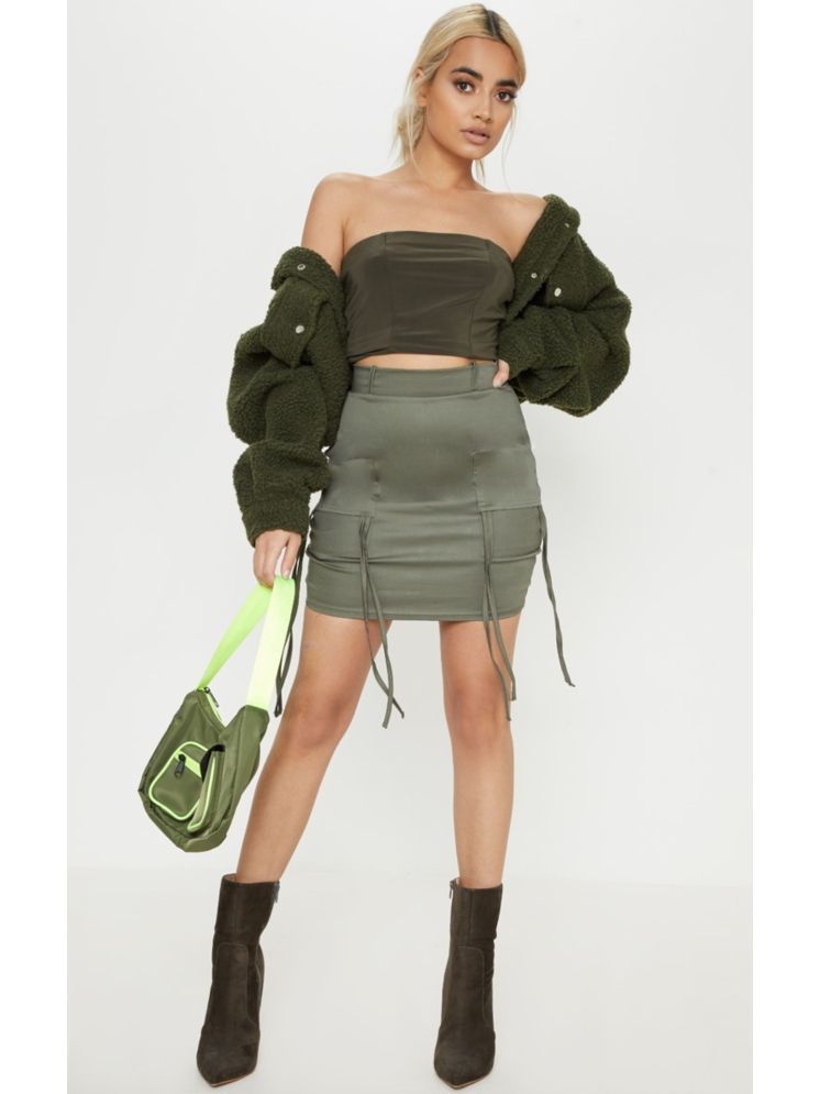     			curvy comfort - Faux Fur Green Short Coats