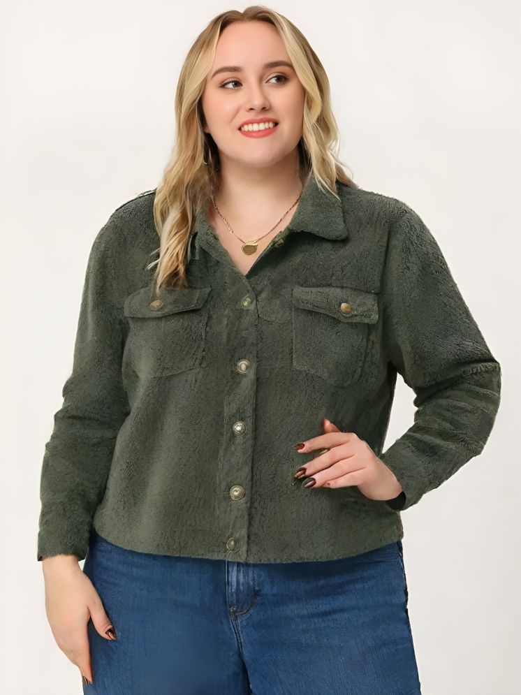     			curvy comfort - Faux Fur Green Short Coats