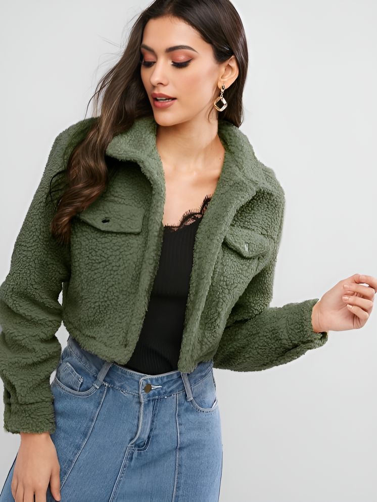     			curvy comfort - Faux Fur Green Short Coats