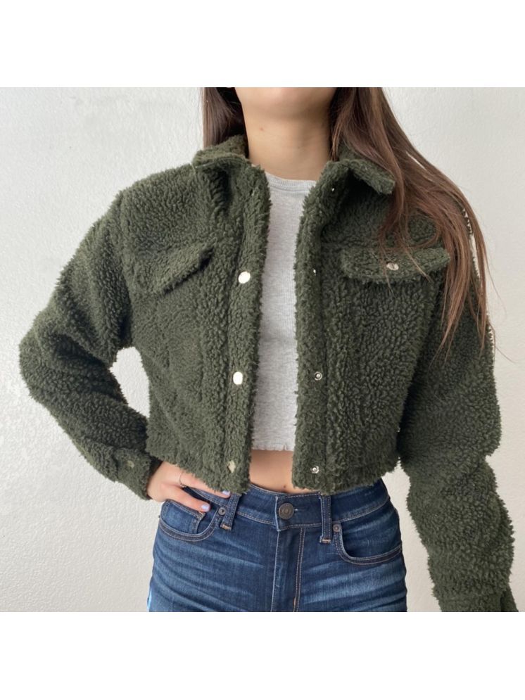     			curvy comfort - Faux Fur Green Short Coats