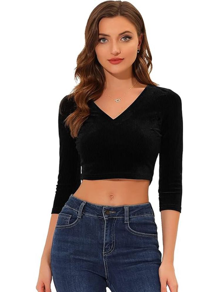     			vivient Black Velvet Women's Crop Top ( Pack of 1 )