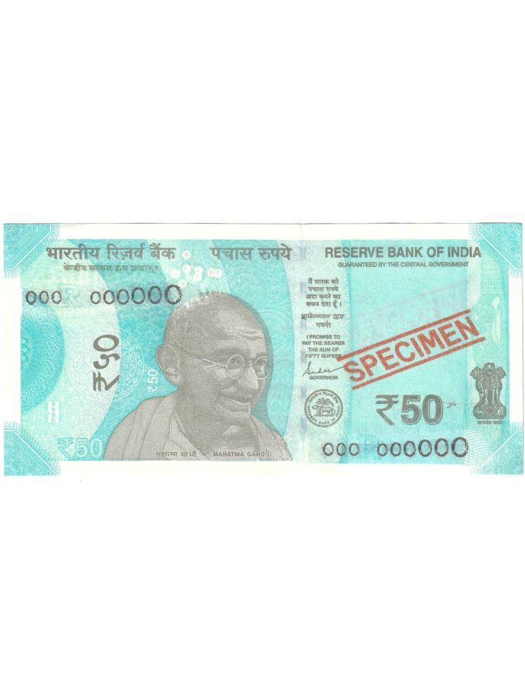     			000000 Series Extremely Rare **Specimen**, New 50 Rupees, Collectible Fancy old Note