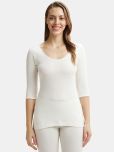 Jockey 2503 Women Super Combed Cotton Rich Three Quarter Sleeve Thermal Top - Off White