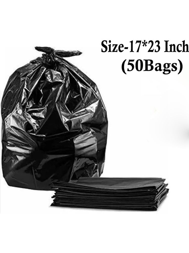     			(17 x 23 inches)Black Garbage Trash Waste Dustbin Bags for 17cm x 23cm-50 bags/per Pack Large 17 L Garbage Bag(50Bag)