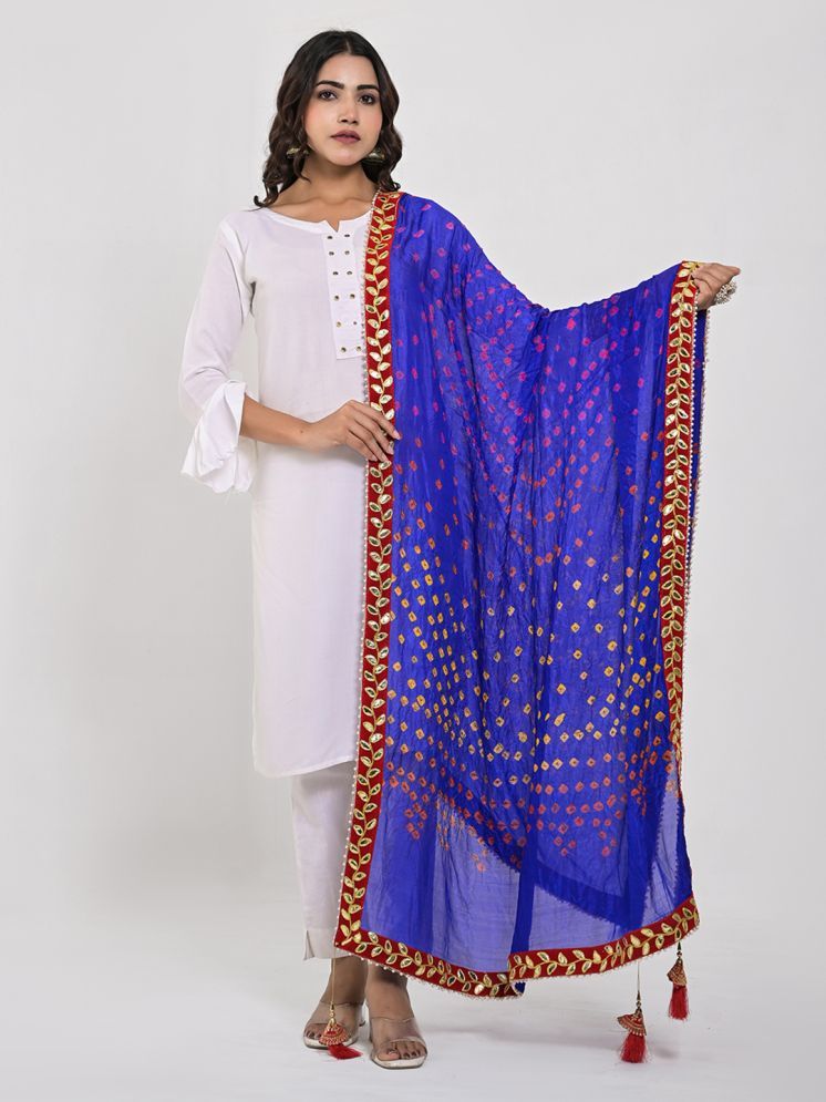     			Anjaneya Creations Blue Silk Women's Dupatta - ( Pack of 1 )