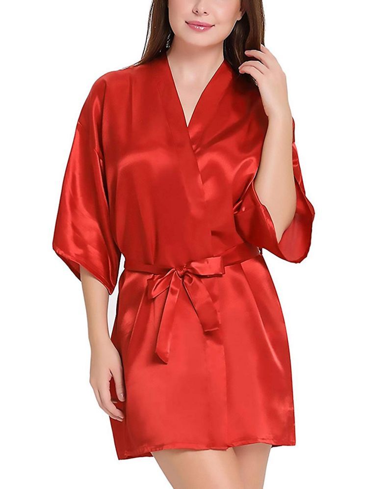     			Celosia Red Satin Women's Nightwear Robes ( Pack of 1 )