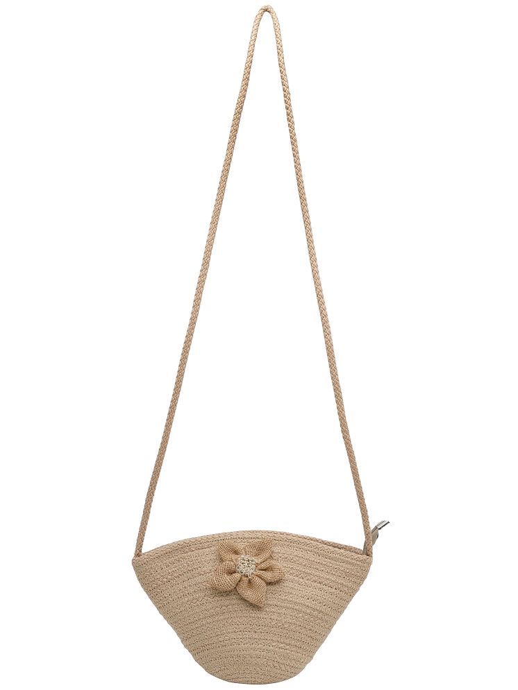     			ENSAC Beige Jute Sling Bag