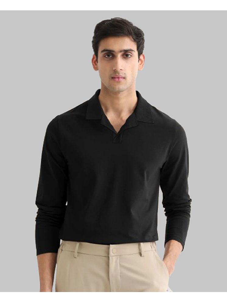     			FIRST POSTION Cotton Blend Regular Fit Solid Full Sleeves Men's Polo T Shirt - Black ( Pack of 1 )