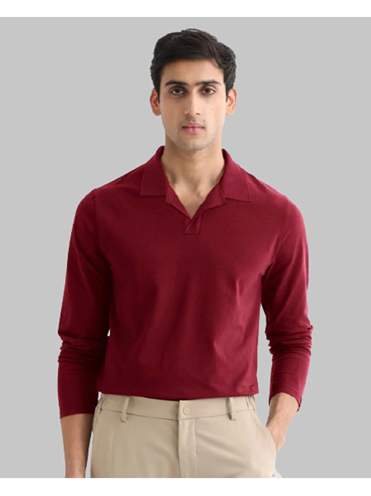     			FIRST POSTION Cotton Blend Regular Fit Solid Full Sleeves Men's Polo T Shirt - Maroon ( Pack of 1 )