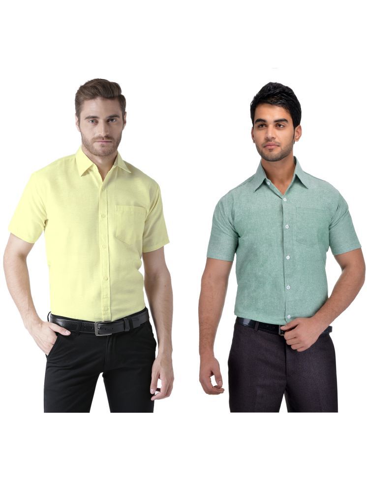     			KLOSET By RIAG Cotton Blend Regular Fit Solids Half Sleeves Men's Casual Shirt - Green ( Pack of 2 )