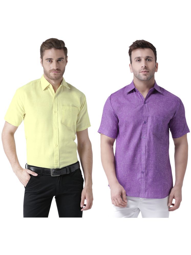     			KLOSET By RIAG Cotton Blend Regular Fit Solids Half Sleeves Men's Casual Shirt - Lavender ( Pack of 2 )