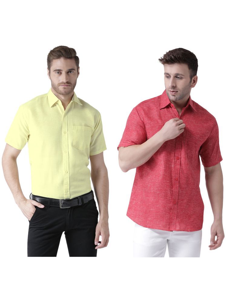     			KLOSET By RIAG Cotton Blend Regular Fit Solids Half Sleeves Men's Casual Shirt - Red ( Pack of 2 )