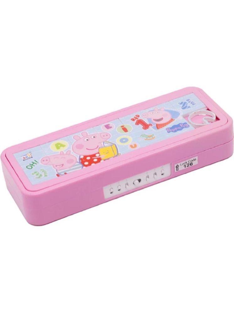     			Mannat Puzzle Plastic Pencil Box With Puzzle game And NumberLock,Peppa Pig Art Plastic Pencil Box(Set of 1,Pink)