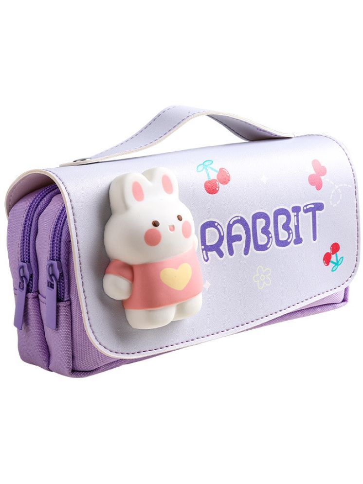     			PANSHUB Rabbit Prints Pencil Bag Decompression Stationery Bag Day Large-Capacity Pencil case Pen Box Stationery Box Girl Kid Primary Students